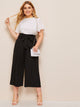 Plus Zip Back Belted Culotte Pants