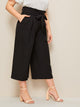 Plus Zip Back Belted Culotte Pants