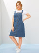 Plus Button Front Dungaree Dress