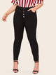 Plus Button Fly Skinny Solid Jeans