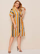 Plus Striped Tie Side Dress