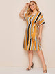 Plus Striped Tie Side Dress