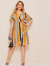 Plus Striped Tie Side Dress