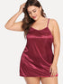 Plus Satin Cami Dress With Thong