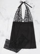 Plus Scalloped Trim Contrast Lace Dress With Panty