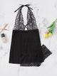 Plus Scalloped Trim Contrast Lace Dress With Panty