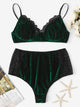 Plus Floral Lace Velvet Lingerie Set