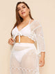 Plus Crochet Sheer Cover Up Without Bikini & Skirt