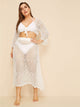 Plus Crochet Sheer Cover Up Without Bikini & Skirt