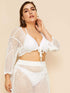 Plus Crochet Sheer Cover Up Without Bikini & Skirt