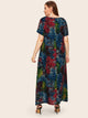 Plus Tie Dye Slant Pocket Maxi Dress