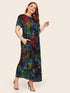 Plus Tie Dye Slant Pocket Maxi Dress