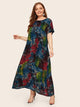 Plus Tie Dye Slant Pocket Maxi Dress