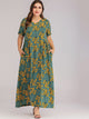 Plus Ditsy Floral Print Hidden Pocket Maxi Dress