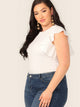  Plus Keyhole Back Ruffle Trim Top