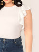  Plus Keyhole Back Ruffle Trim Top