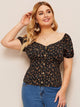 Plus Ditsy Floral Sweetheart Slim Fit Blouse