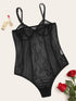 Plus Contrast Mesh Floral Lace Teddy Bodysuit