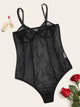 Plus Contrast Mesh Floral Lace Teddy Bodysuit