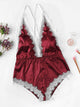 Plus Floral Lace Cutout Satin Teddy Bodysuit