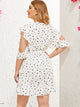 Plus Polka Dot Wrap Tie Side Dress