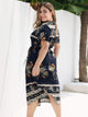 Plus Floral Print Wrap Tie Side Dress