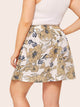 Plus Large Floral Print Button Through Skirt