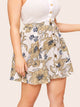 Plus Large Floral Print Button Through Skirt