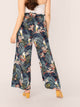 Plus Paperbag Waist Belted Palazzo Tropical Pants