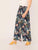 Plus Paperbag Waist Belted Palazzo Tropical Pants