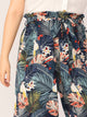 Plus Paperbag Waist Belted Palazzo Tropical Pants