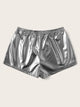 Plus Drawstring Waist Metallic Shorts