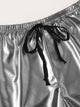 Plus Drawstring Waist Metallic Shorts