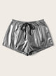 Plus Drawstring Waist Metallic Shorts