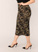 Plus Camo Bodycon Skirt