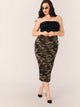 Plus Camo Bodycon Skirt