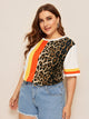 Plus Cut-and-Sew Striped and Leopard Top