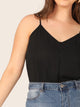 Plus Button Front Solid Cami Top