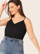 Plus Button Front Solid Cami Top