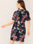 Plus Split Back Floral Print Belted Dress