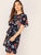 Plus Split Back Floral Print Belted Dress