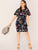 Plus Split Back Floral Print Belted Dress