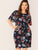 Plus Split Back Floral Print Belted Dress