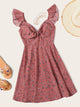 Plus Ruffle Trim Ditsy Floral Print Swing Dress