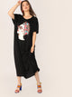  Plus Figure Print Maxi Tee Dress