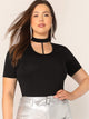 Plus Strappy Choker Neck Solid Top