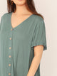  Plus Ruffle Cuff Button Front Flippy Hem Dress