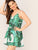 Plus Tropical Print Elastic Waist Slip Romper