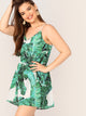 Plus Tropical Print Elastic Waist Slip Romper