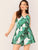 Plus Tropical Print Elastic Waist Slip Romper